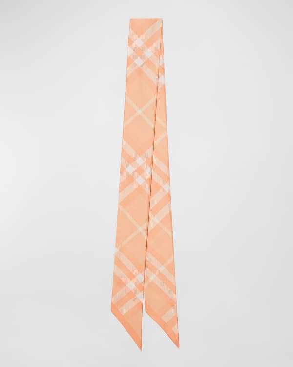 Burberry TB Floral Silk Skinny Scarf Neiman Marcus