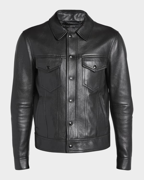 Armani leather jacket men hotsell