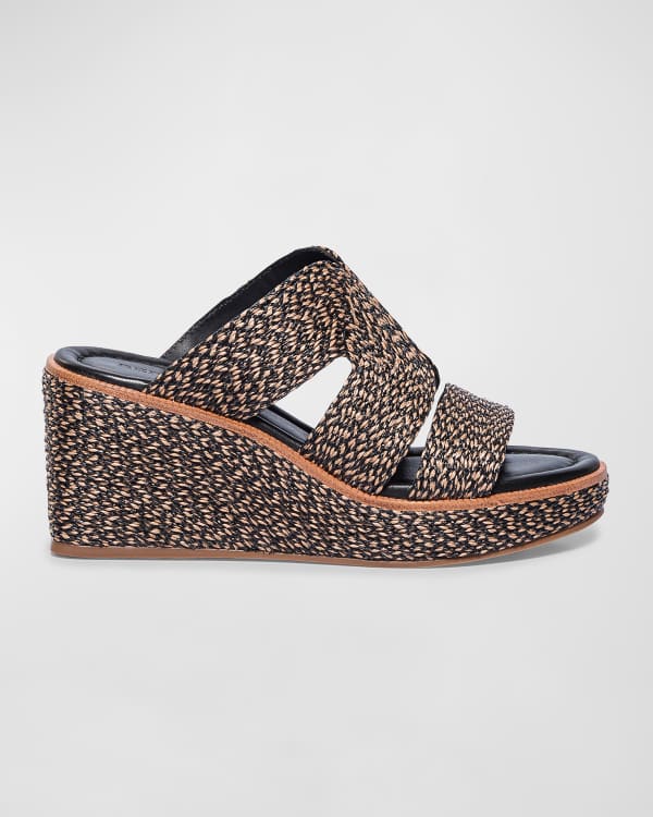 Bill blass perdi cork wedge heels hot sale