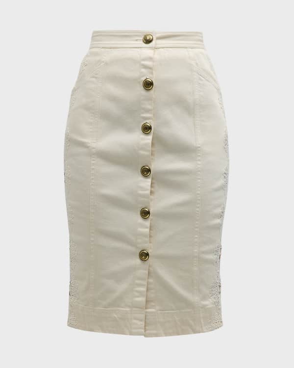 High waisted white stretch pencil clearance skirt
