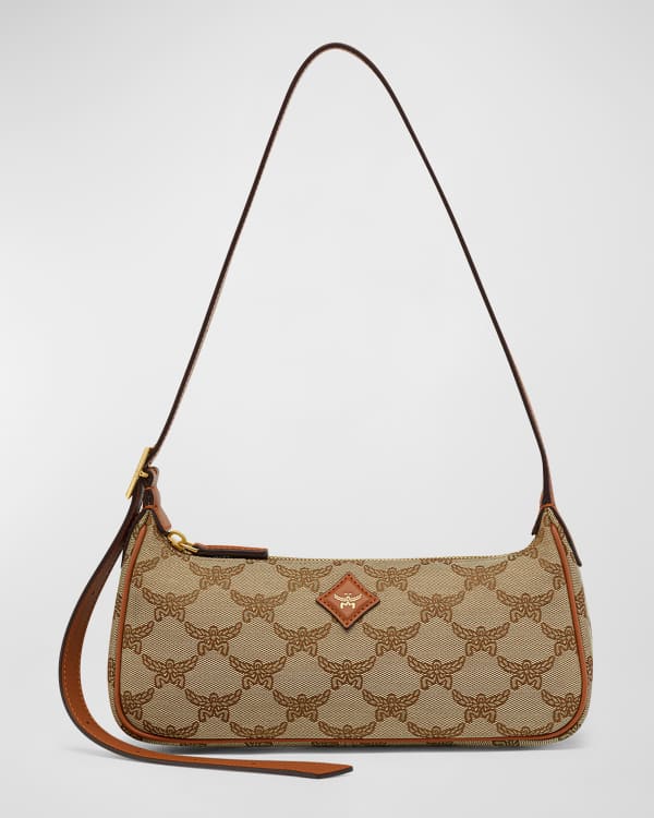 Embossed monogram logo shoulder online zip bag