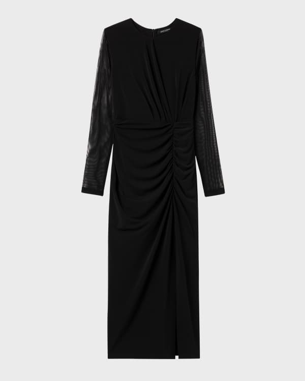 Vince Long-Sleeve Side-Twist Midi Dress | Neiman Marcus