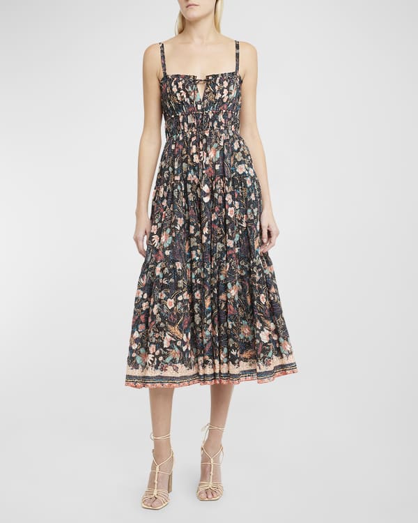 Ulla Johnson Coretta Floral Print Sleeveless Ruffle Dress Neiman