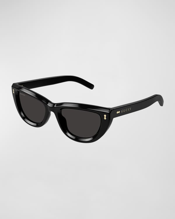 Gucci Logo Embellished Acetate Aviator Sunglasses | Neiman Marcus