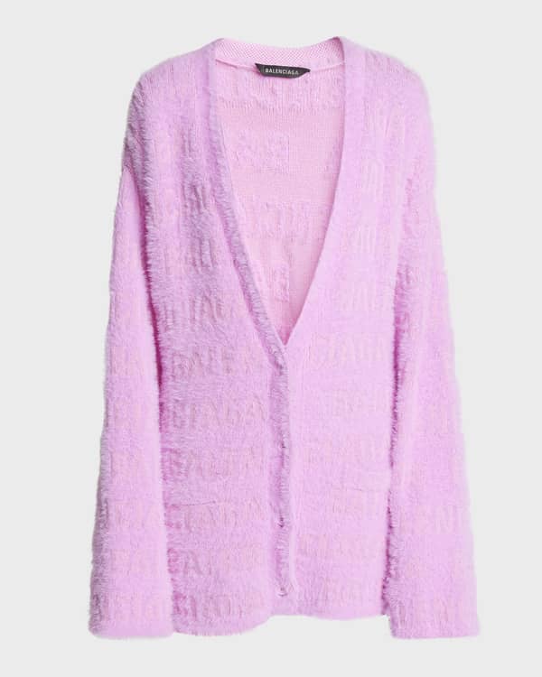 Balenciaga Button-Down Logo Knit Cardigan | Neiman Marcus