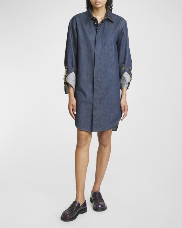 Off the shoulder denim shirt dress clearance