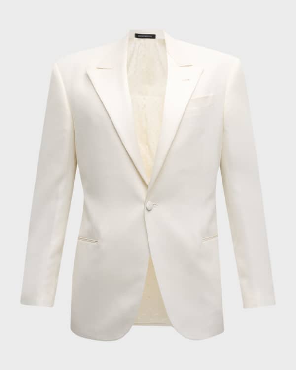 Thom Sweeney White Shawl Collar Coat Paisley Suit Jacket For Men