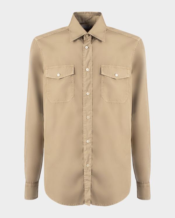 Chemise Western Brunello Cucinelli - Coton Beige Corne - Taille M (50 IT / 40 US) - Occasion Parfait état