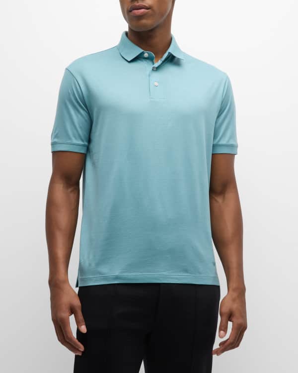 Stefano Ricci Men's Cotton Tonal-Embroidered Polo Shirt | Neiman Marcus