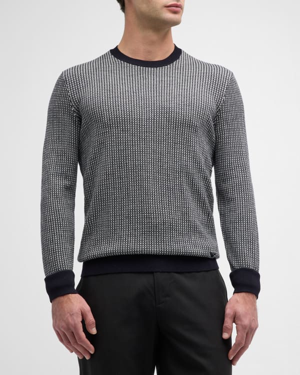 Stefano Ricci Men's Cashmere-Silk Geometric Crewneck Sweater | Neiman ...