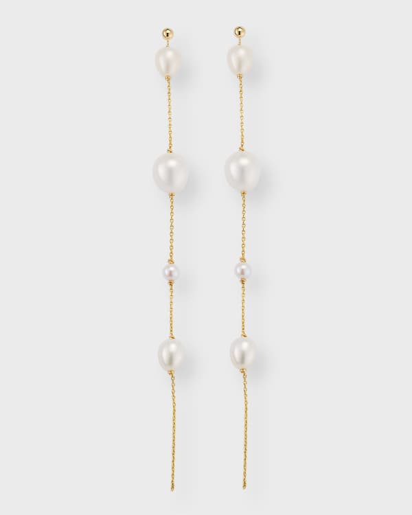 Mizuki 14k Long Graduated Pearl Drop Earrings Neiman Marcus