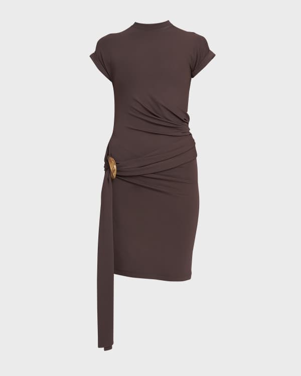 Leopard-Print Charmeuse Sheath Dress