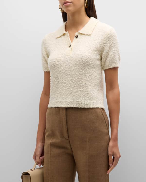 FRAME Frankie Cashmere Wool Puff-Sleeve Crewneck Sweater | Neiman Marcus