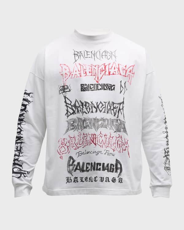 Balenciaga Men's Boxy Destroyed Logo T-Shirt | Neiman Marcus Balenciaga Men's Boxy Destroyed Logo T-Shirt | Neiman Marcus