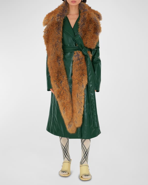 Chloe Ruffle Belted Classic Nappa Leather Trench Coat | Neiman Marcus