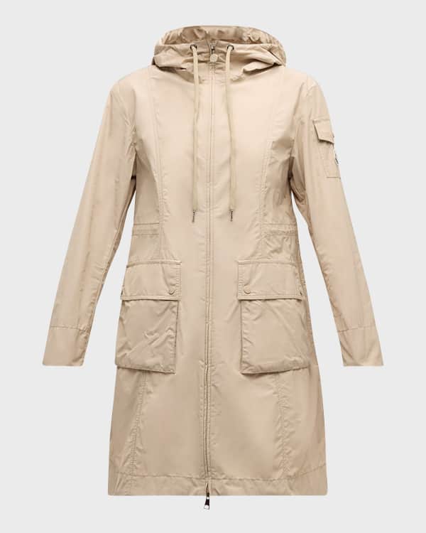 Moncler Mouette Long Raincoat w Removable Hood Neiman Marcus