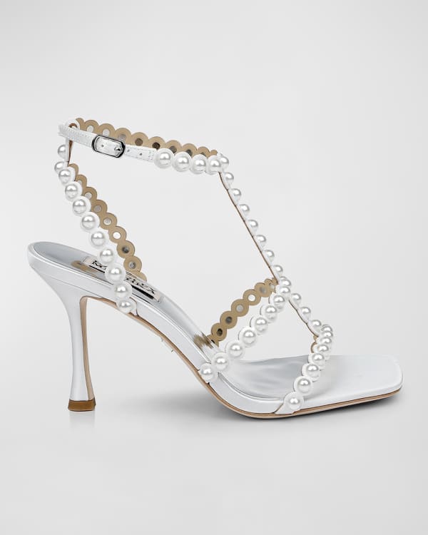 Badgley Mischka Primrose Satin Ankle-Wrap Sandals