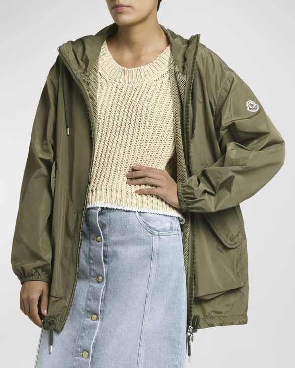 Moncler Mouette Long Raincoat w Removable Hood Neiman Marcus