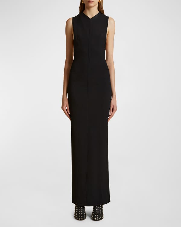 Brandon Maxwell The Valerie Draped High-neck Maxi Dress in Natural