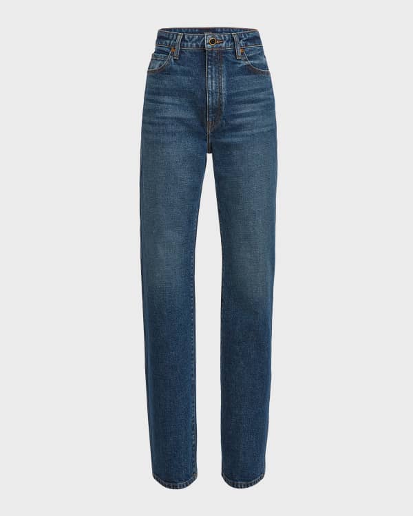 Maison Margiela High-Rise Straight-Leg Faded Denim Pants | Neiman Marcus