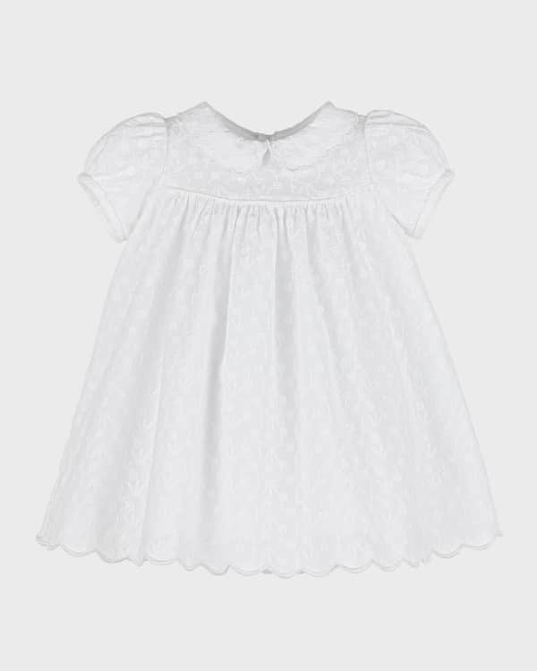 Luli & Me Girls Smocked Bishop Dress - Flutter Sleeves - Coral main image 1