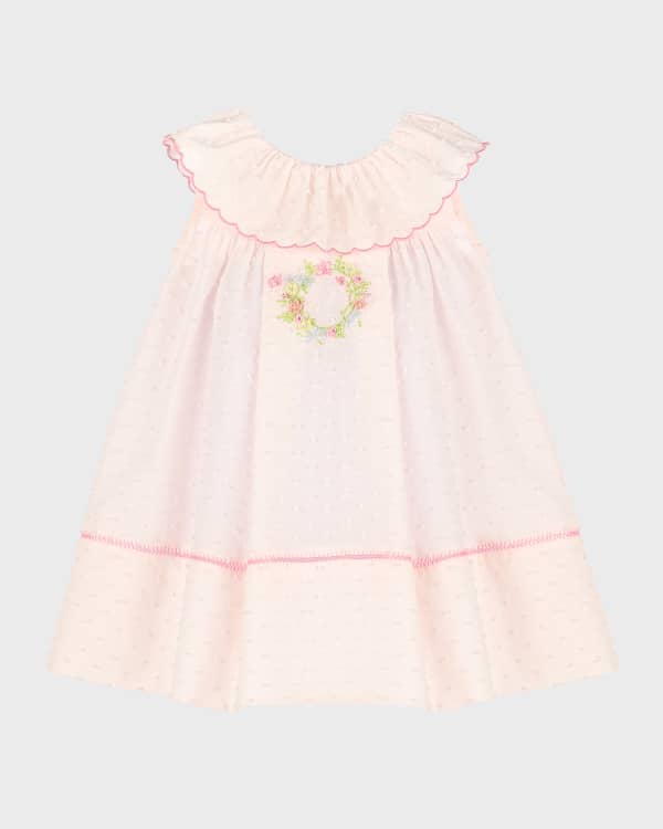 Luli & Me Girls Winterberry Floral Smocked Bishop Dress