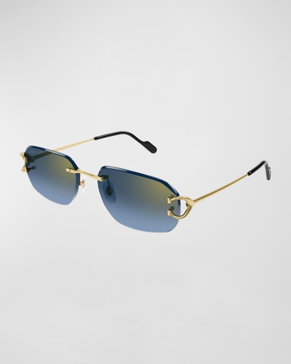 Men's CT0465S Rimless Metal Rectangle Sunglasses