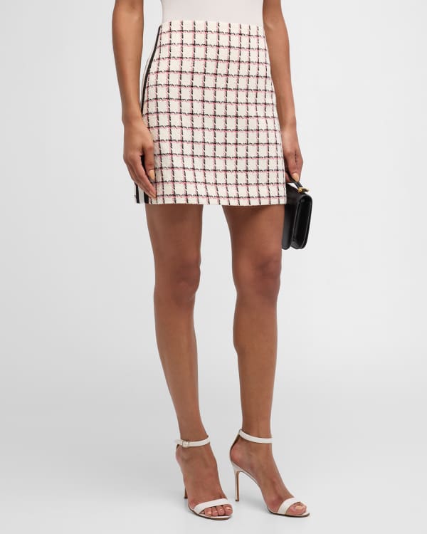 Alice + Olivia Toni Asymmetric Tweed Mini Skirt | Neiman Marcus