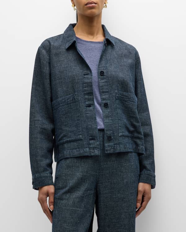 Eileen Fisher Silk-Organic Cotton Interlock Shaped Jacket | Neiman Marcus