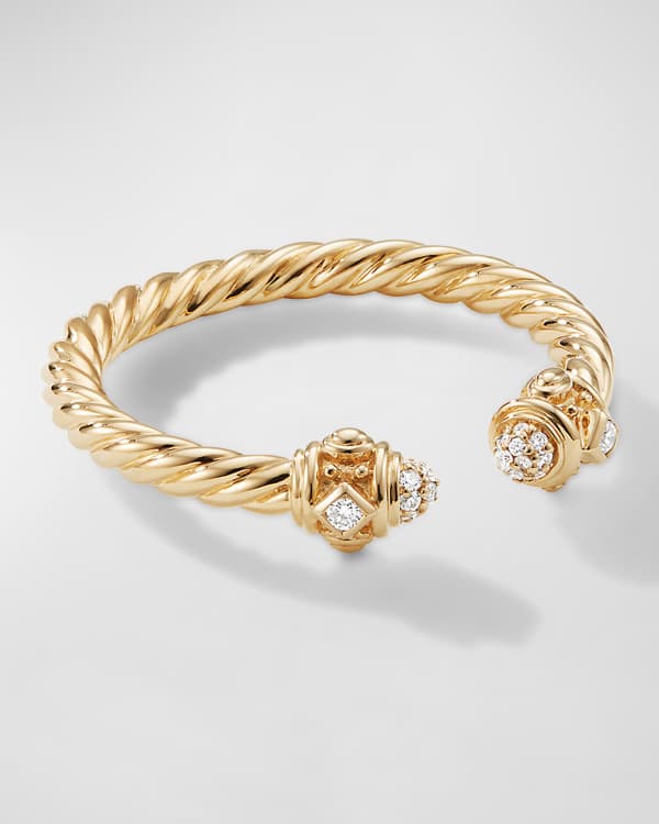 David Yurman Petite Chatelaine Pave Bezel Ring in 18K Gold with ...