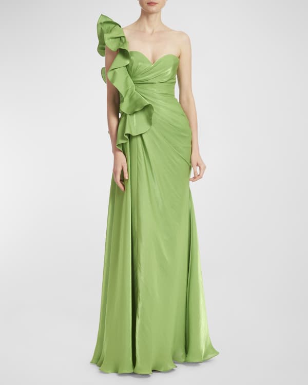 Delia – Draped Ruffle Hem Gown