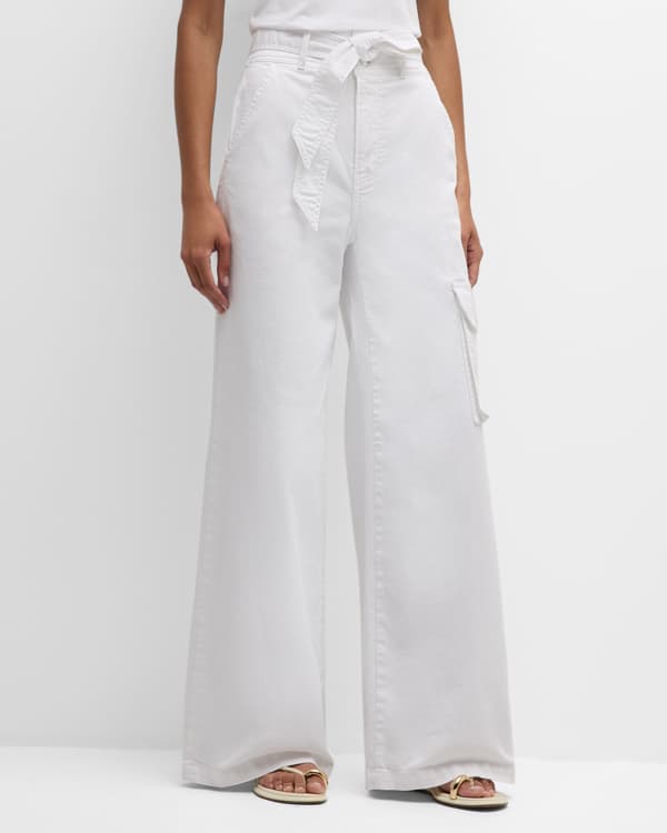 Moschino Jeans Wide-Leg Drill Cargo Jeans | Neiman Marcus