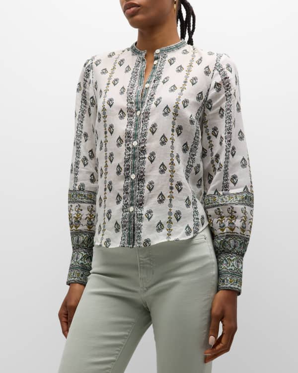 Veronica Beard Clarina Silk Floral Long Sleeve Top | Neiman Marcus