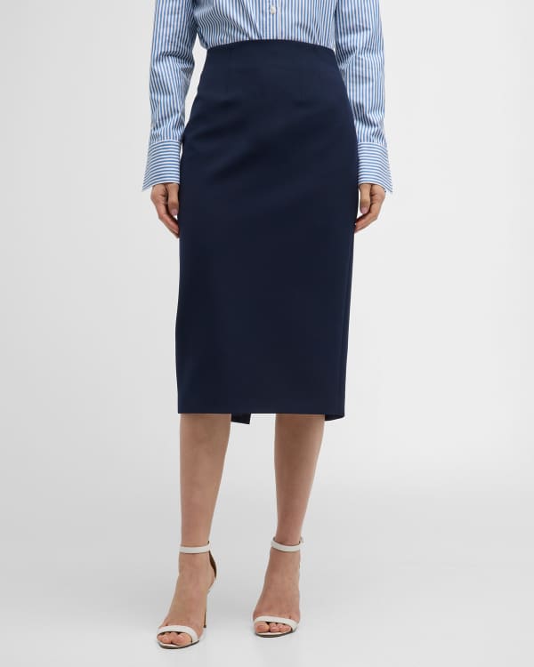 Polo Ralph Lauren Rib-Knit Button-Side Pencil Skirt | Neiman Marcus