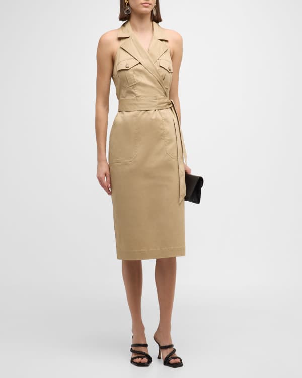 Tadashi Shoji Crepe Halter Midi Dress | Neiman Marcus