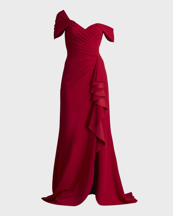 Tadashi Shoji Ruched Off-Shoulder Gown | Neiman Marcus