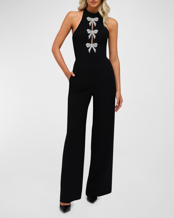 Susana Monaco V-Neck Open-Back Wide-Leg Jumpsuit