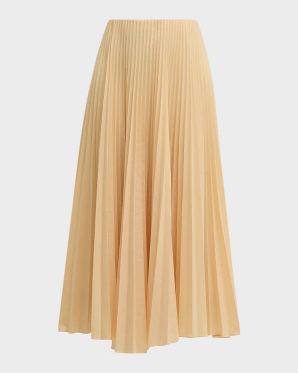 A.L.C. Tori Pleated Metallic Vegan Leather Midi Skirt | Neiman Marcus