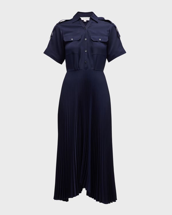 A.L.C. Florence Pleated Button Front Maxi Dress Neiman Marcus