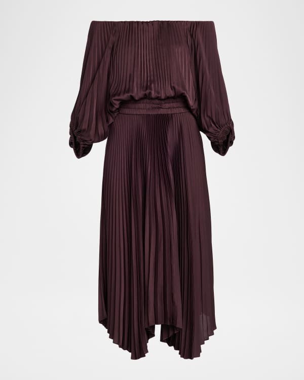 A.L.C. Nessa Pleated One-Shoulder Maxi Dress | Neiman Marcus