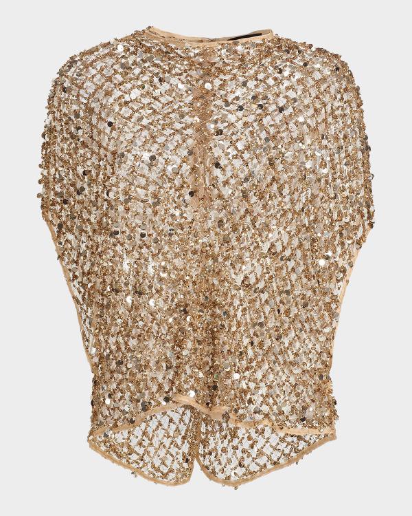 Chloé Ruffled Lace Angel-Sleeve Blouse | Neiman Marcus