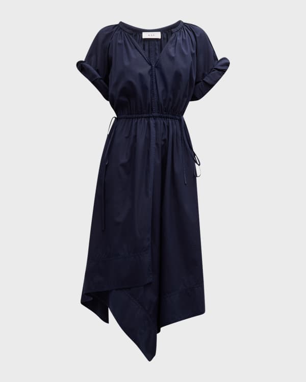 Erika Maternity Short Sleeve Drawstring Dress - Navy & White