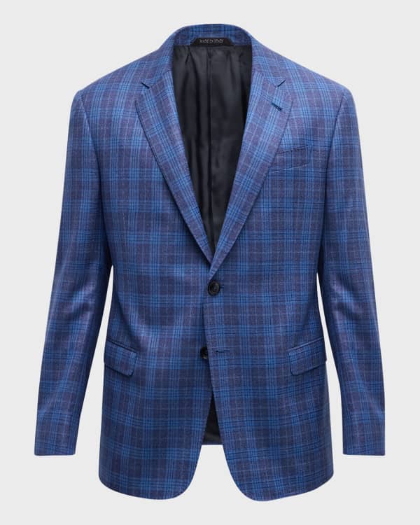 Emporio Armani Men's Plaid Windowpane Sport Coat | Neiman Marcus