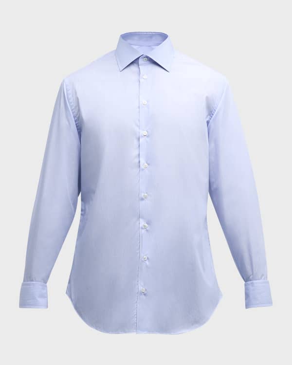 Giorgio Armani Solid Cotton Dress Shirt White Neiman Marcus