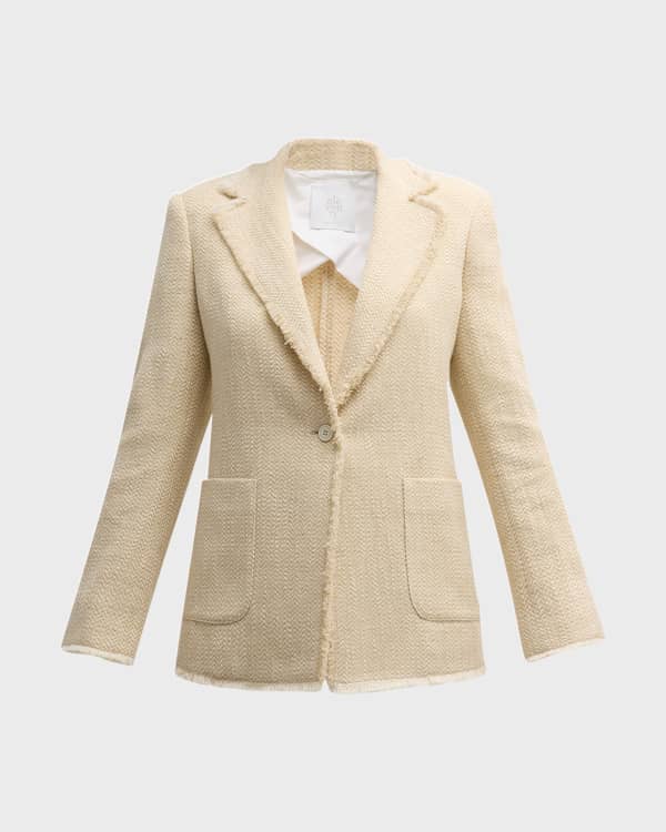 Wool Blend Tweed Fringe Trim Women Jacket