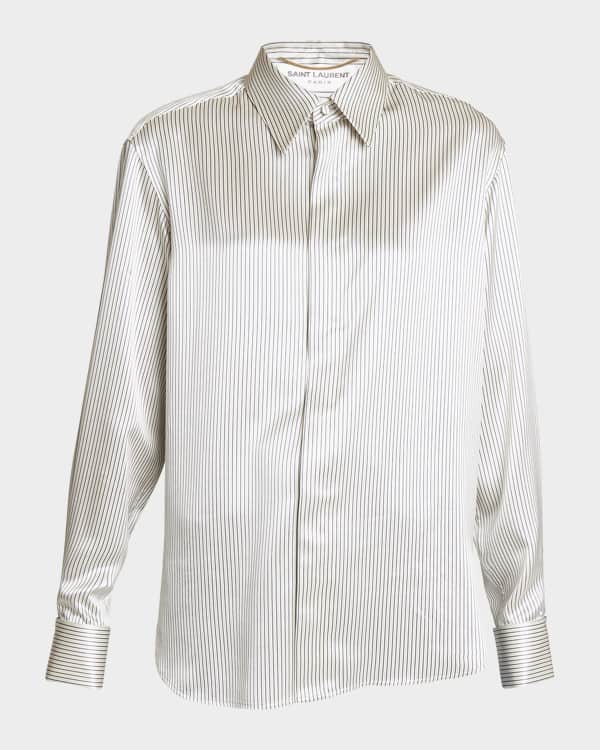Jacquemus Notte Logo Script Satin Shirt | Neiman Marcus