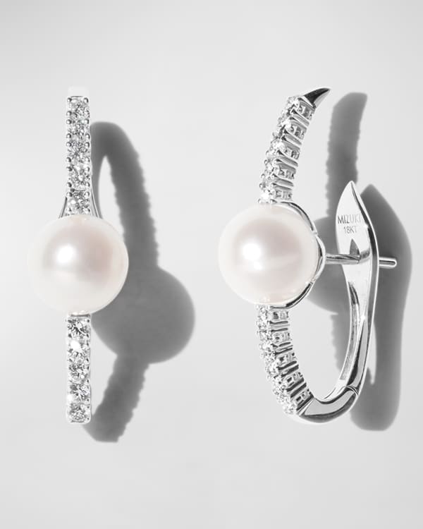 Mizuki 14k Gold Pearl and Diamond Stud Earrings | Neiman Marcus