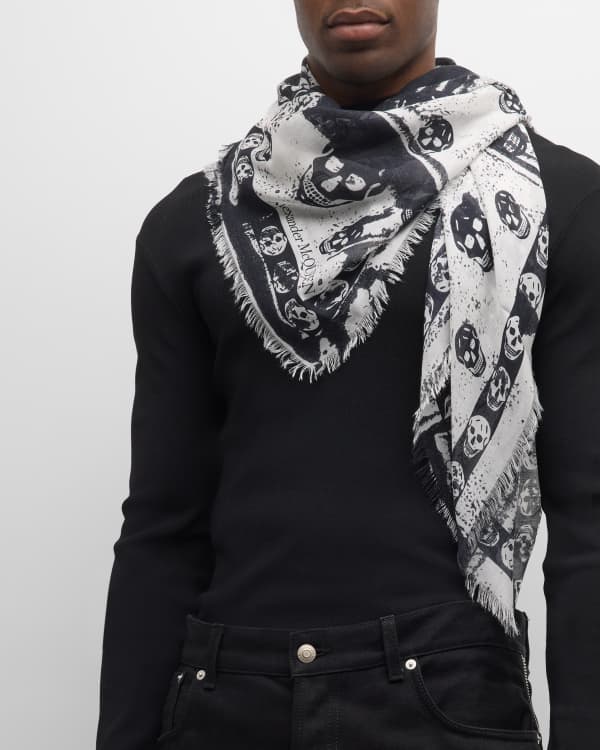 Alexander McQueen Men s Skull Print Silk Scarf Neiman Marcus