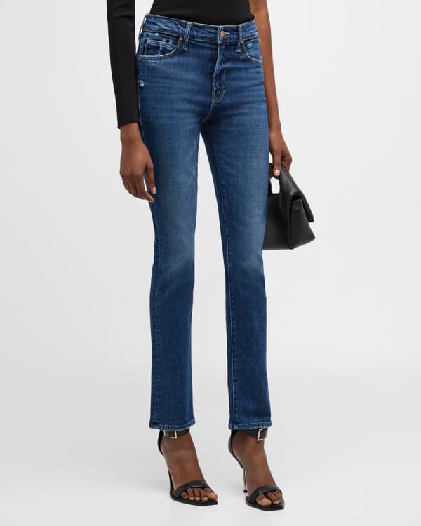 Veronica Beard Ines Straight Leg Girlfriend Style Jeans with Lace