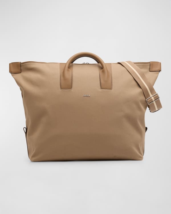 ZEGNA Men s Holdall 55 Nylon and Leather Duffel Bag Neiman Marcus